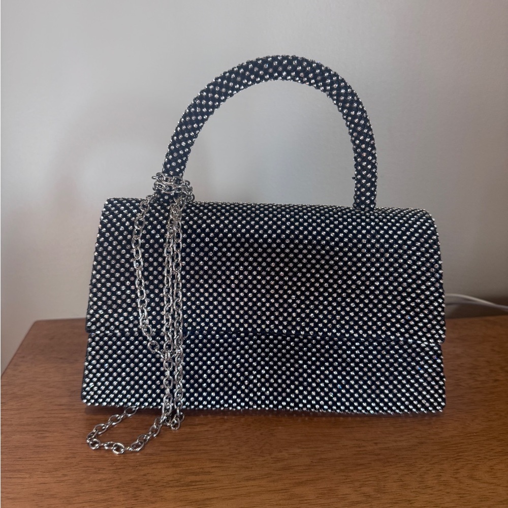 Elegant Black crystal Studded Handbag